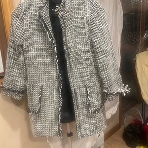 Harve Benard Black and White Textured Jacket